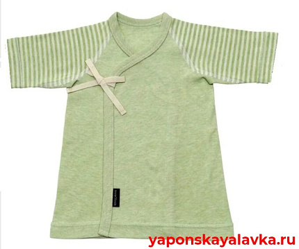 картинка Распашонка 50см зеленая рукава полоска