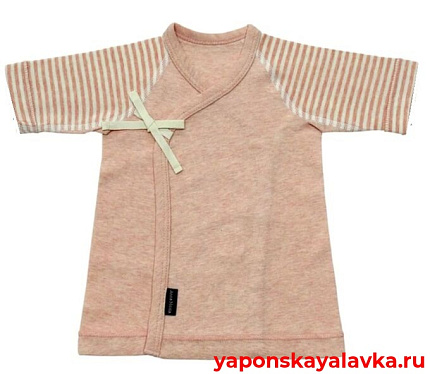 картинка Распашонка 50 см коралловый рукава полоска