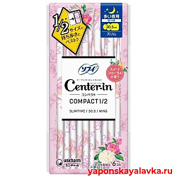 Гигиенические прокладки 6 шт с крылышками 30 см ночные макс цветочная отдушка Unicharm Center-in