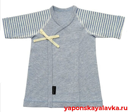 картинка Распашонка 50 см голубая рукава полоска